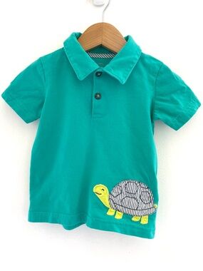 $4 💥NEW 🐢 Turtle Soft Jersey Polo Shirt, Summer Teal Lime Green, Short Sleeve
